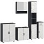 Kleankin 5-piece Bathroom Furniture Set, Bathroom Storage Cabinet With Doors And Shelves, Tall And Small Floor Cabinets, Wall-mounted Mirror Cabinet, Under Sink Cabinet, Grey