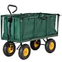 Outsunny Large 4 Wheel Heavy Duty Garden Trolley Cart Wheelbarrow With Handle And Metal Frame - Green