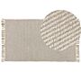 Area Rug Beige Jute And Cotton 80 X 120 Cm Fringe Hand Woven