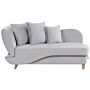 Left Hand Chaise Lounge Light Grey Velvet With Storage Reclining Backrest Throw Cushions 2 Seater