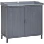 Outsunny Wooden Garden Storage Shed Tool Cabinet Organiser W/ Potting Bench Table, Two Shelves, 98 X 48 X 95.5 Cm, Grey