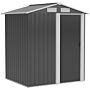 Outsunny 5ft X 4ft Garden Metal Storage Shed, Tool Storage Shed With Sliding Door, Sloped Roof And Floor Foundation, Grey