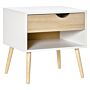 Homcom Bedside Table With Drawer And Shelf, Modern Nightstand, End Table