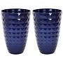 Set Of 2 Plant Pots Navy Blue Fibre Clay 59 X ⌀ 42 Cm Outdoor Indoor All Weather