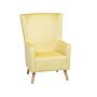 Wingback Chair Yellow Velvet Upholstery High Back Wooden Legs