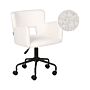 Office Chair White Boucle With Armrests Cut-out Backrest Adjustable Height Tufted Back Black Metal Starbase Beliani