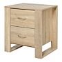 Homcom 2 Drawer Modern Boxy Bedside Table W/ Handles Elevated Base Melamine Coating Bedroom Storage Furniture Night Stand Organisation Oak Brown