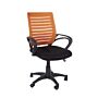 Loft Home Office Study Chair With Arms, Orange Mesh Back, Black Fabric Seat & Black Base