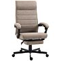 Vinsetto High-back Home Office Chair, Linen Swivel Reclining Chair With Adjustable Height, Footrest And Padded Armrest, Brown