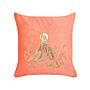 Scatter Cushion Red Velvet 45 X 45 Cm Marine Octopus Motif Square Polyester Filling