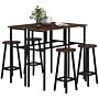 Homcom 6-piece Bar Table Set, 2 Breakfast Tables With 4 Stools, Counter Height Dining Tables & Chairs For Kitchen, Rustic Brown