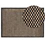 Area Rug Carpet Black And Beige Leather Jute Chequered 140 X 200 Cm