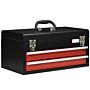 Durhand 2 Drawer Tool Chest, Lockable Metal Tool Box With Ball Bearing Runners, Portable Toolbox, 460mm X 240mm X 220mm