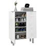 Homcom Narrow Shoe Storage Cabinet With Soft-close Hinges And Adjustable Shelves For 15-20 Pairs Of Shoes, High Gloss