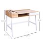 Homcom Computer Writing Desk Workstation With Drawer, Storage Compartments, Cable Management, Laptop Table Metal Frame Oak And White