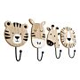 Animal Carvings Of Lion, Giraffe, Elephant & Zebra Hooks