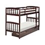 Bunk Bed With Drawers Dark Wood Pine Eu Single Size 3ft 90 X 200 Cm High Sleeper Children Kids Bedroom Ladder Slats