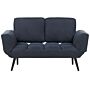 Fabric Sofa Bed Dark Blue Loveseat Adjustable Armrests Living Room Guest Bed