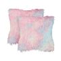 Set Of 2 Scatter Cushions Multicolour Polyester Fabric 45 X 45 Cm Shaggy Pillows For Kids