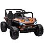 Aiyaplay 12v Battery Powered Ride On Truck W/ Remote, 4 Suspension Wheels, Horn Lights Music Usb, For 3-5 Years Old - Brown