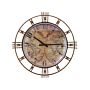 Wall Clock Gold Distressed Iron Frame Vintage Design Geographic Inspired Pattern 63 Cm