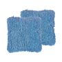 Set Of 2 Decorative Throw Pillows Blue Polyester Fabric Accent Cushion Cover With Insert Furry Surface 45 X 45 Cm