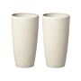 Set Of 2 Plant Pots Beige Stone Tall Flower Planter 42 X Ø 23 Cm Modern Minimalistic Outdoor Indoor Decor Accessories Beliani