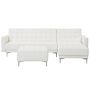 Corner Sofa Bed White Faux Leather Tufted Modern L-shaped Modular 4 Seater With Ottoman Left Hand Chaise Longue