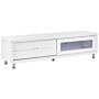 Tv Stand White Mdf High Gloss Cabinet With Sliding Door 2 Drawers