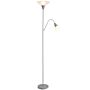 Homcom Modern Floor Reading Lamp 2 Adjustable Heads Light Steel Base Office, 179.5cm