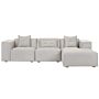 Corner Sofa Light Beige 3 Seater Polyester Upholstery Extra Scatter Cushions