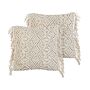 Decorative Cushion Set Of 2 Beige Cotton Macramé 45 X 45 Cm With Tassels Rope