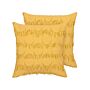 Decorative Cushion Yellow Fabric 45 X 45 Cm With Tassels