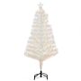 Homcom 4 Feet Prelit Artificial Christmas Tree With Fiber Optic Led Light, Holiday Home Xmas Decoration, White