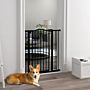 Pawhut Metal Pet Safety Gate Dog Gate Folding Fence, Black