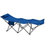 Outsunny Foldable Sun Lounger, Outdoor Tanning Sun Lounger Chair With Side Pocket, Headrest, Oxford Seat, Dark Blue