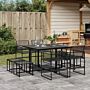 Vidaxl 9 Piece Garden Dining Set Black Poly Rattan