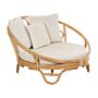 Garden Daybed Natural Rattan Wicker With 3 Beige Cushions Weather Resistant Boho Traditional Outdoor Patio