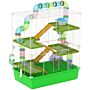 Pawhut Hamster Cage W/ Water Bottle, Exercise Wheel, Tubes, Ramps - Green