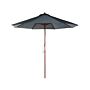 Garden Parasol Grey Fabric Ø 270 X 254h Cm Birch Pole Foldable Outdoor