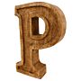 Hand Carved Wooden Embossed Letter P