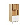 Bookcase Light Wood With White Mdf 139 X 60 X 40 Cm Storage Unit With Drawers