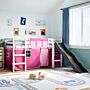 Vidaxl Kids' Loft Bed With Curtains Pink 90x190 Cm Solid Wood Pine