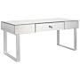 Coffee Table Silver Glass Mirrored With Drawer 110 X 47 Cm Faux Crystal Knob Metal Sled Base