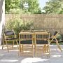 Vidaxl 6 Piece Folding Bistro Chairs With Dark Grey Cushions Bamboo