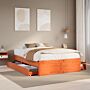 Vidaxl Bed Frame Without Mattress With Drawers Wax Brown 140x200 Cm Solid Wood Pine