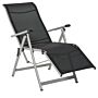 Outsunny Outdoor Sun Lounger 10-position Adjustable Folding Reclining Chairs With Footrest For Patio Garden Black And Grey