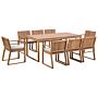 Garden Dining Set Light Acacia Wood Table 8 Chairs With Taupe Cushions