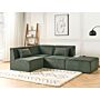 Modular Right Corner Sofa Dark Green Corduroy With Ottoman 3 Seater Sectional Sofa