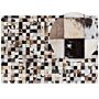 Rug Brown Beige Leather 160 X 230 Cm Modern Patchwork Cowhide Handcrafted